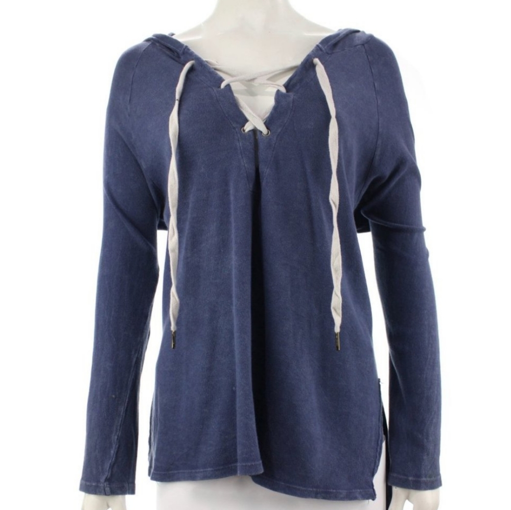 NWT Project Social T Charcoal Bali Lace Up Sweater - Picture 3 of 12